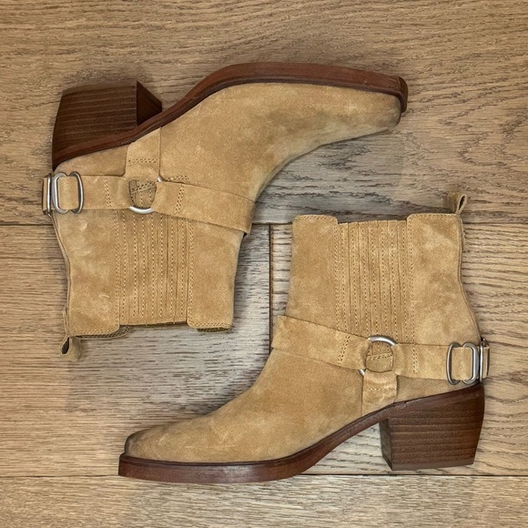 Sam Edelman Bellamie Suede Riding Heel Biker Boots - Size 7.5 - EUC - Tan - Picture 2 of 8